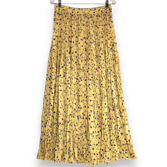 Dresses & Skirts - Women Y2K Tiered Blue Floral Yellow Maxi Skirt L Fairy Beachy Cottagecore Garden